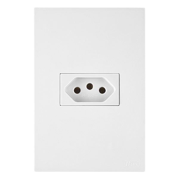 Conjunto Tomada 20A Recta Branco Fosco Blux