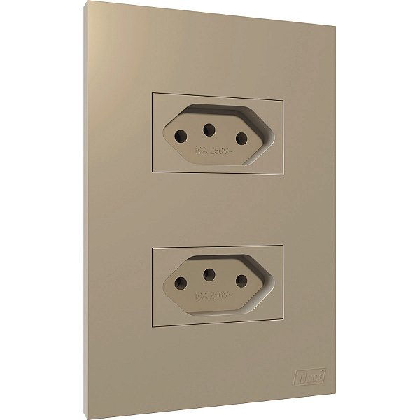 Conjunto Tomada Dupla 10A Recta Areia Fosco Blux