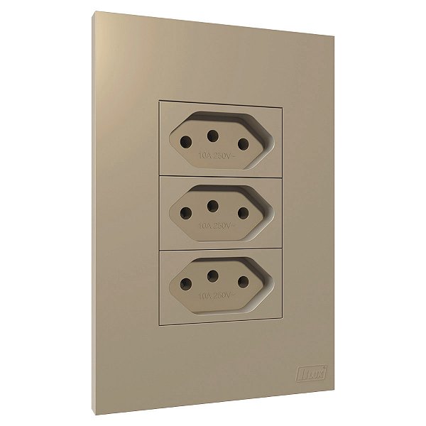 Conjunto Tomada Tripla 20A Recta Areia Fosco Blux