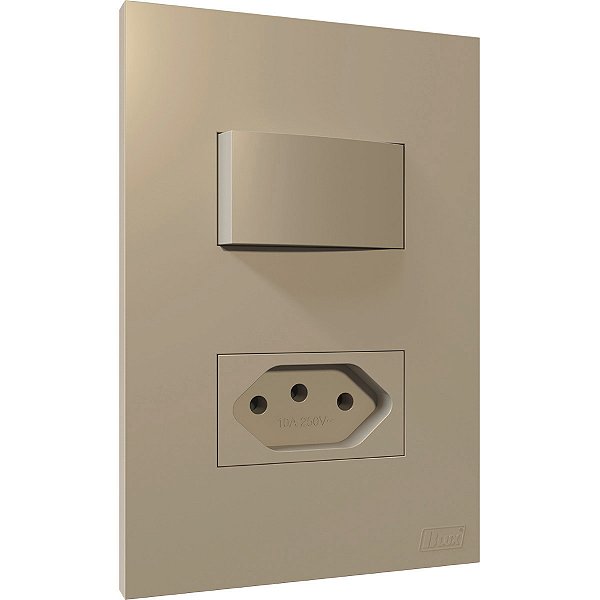 Conjunto Interruptor Paralelo + Tomada 20A Recta Areia Fosco Blux