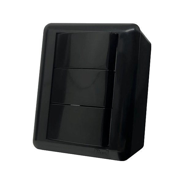 Conjunto Interruptor Triplo Simples Overlap Grafite Blux