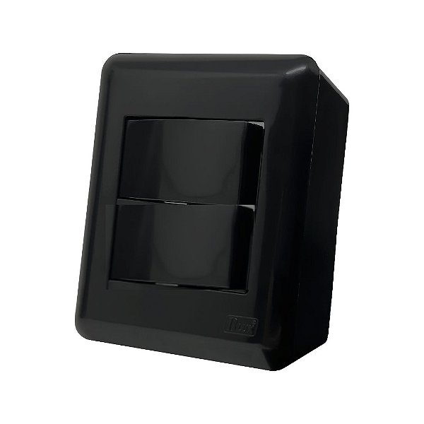 Conjunto Interruptor Duplo Paralelo Overlap Grafite Blux