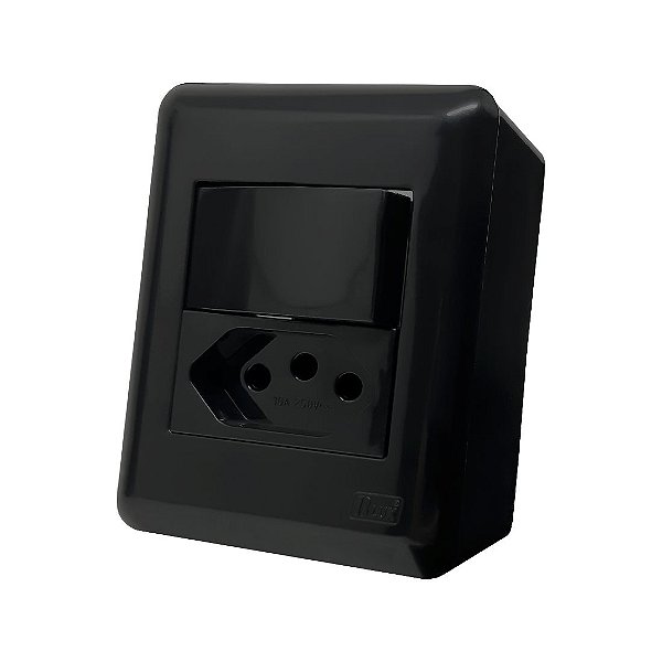 Conjunto Interruptor Paralelo + Tomada 10A Overlap Grafite Blux