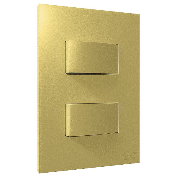 Conjunto Interruptor Duplo Simples Recta Ouro Nobre Fosco Blux