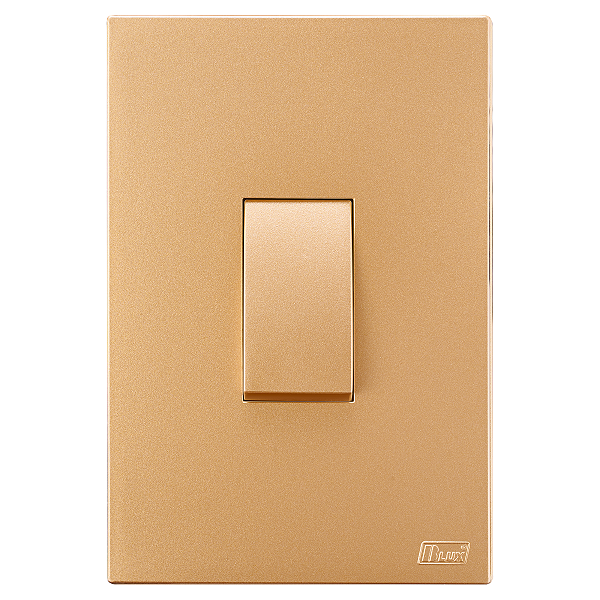 Conjunto Interruptor Simples Recta Ouro Nobre Fosco Blux