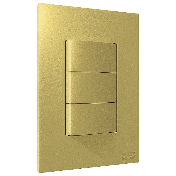 Conjunto Interruptor Triplo Simples Recta Ouro Nobre Fosco Blux