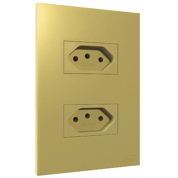 Conjunto Tomada 10A + 20A Recta Ouro Nobre Fosco Blux