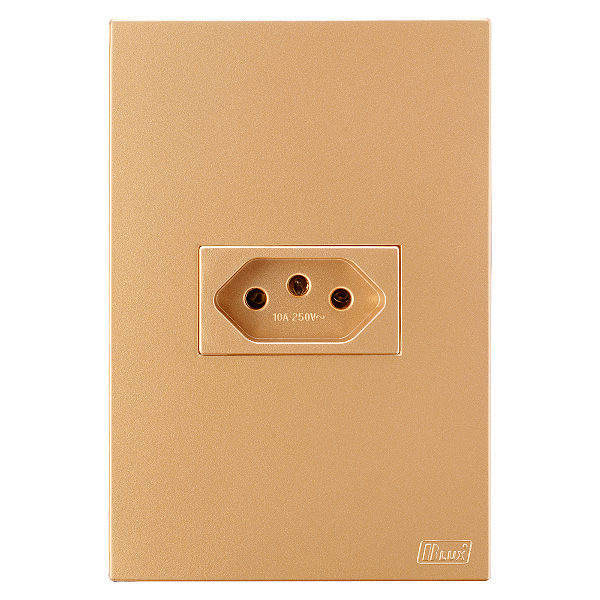 Conjunto Tomada 10A Recta Ouro Nobre Fosco Blux