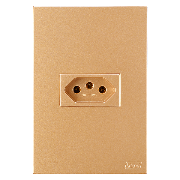 Conjunto Tomada 20A Recta Ouro Nobre Fosco Blux