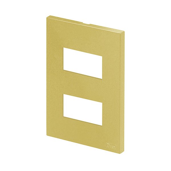 Placa 2 Módulos 4x2 Recta Ouro Nobre Fosco Blux