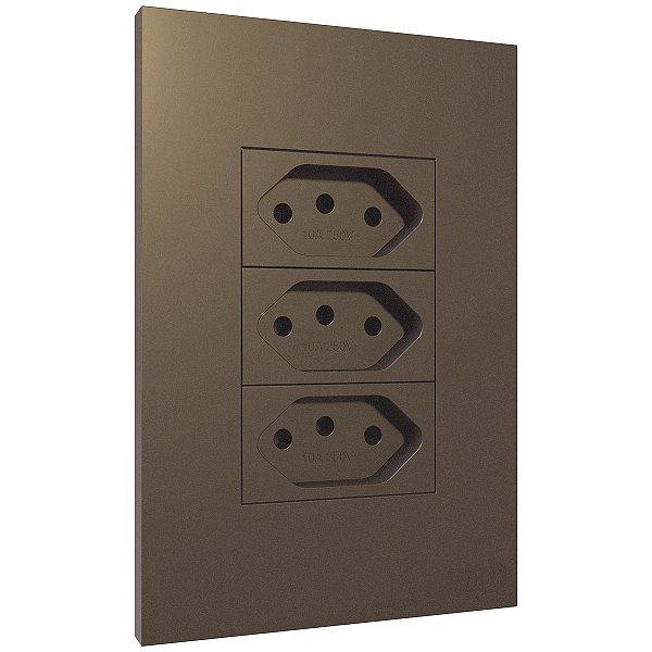 Conjunto Tomada Tripla 20A Recta Corten Fosco Blux