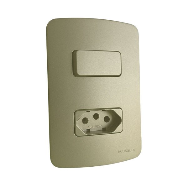 Conj. Interruptor Simples + Tomada 20a B3 Pérola Margirius