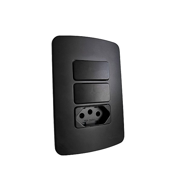Conj. Interruptor Duplo Paralelo + Tomada 10a B3 Ebony Margirius