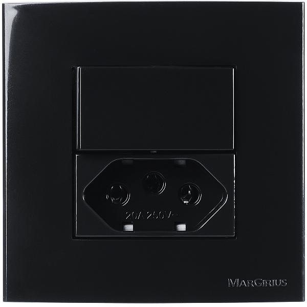 Conj. Interruptor Paralelo + Tomada 10a Sleek Ebony Móveis Margirius