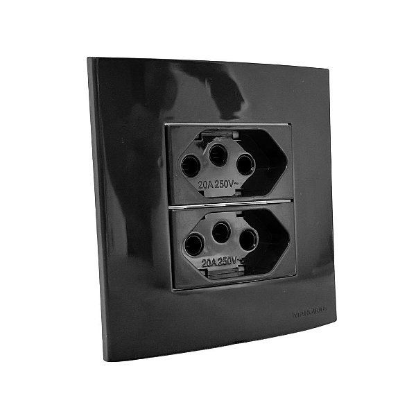 Conj. Tomada Dupla 10a Sleek Ebony Móveis Margirius