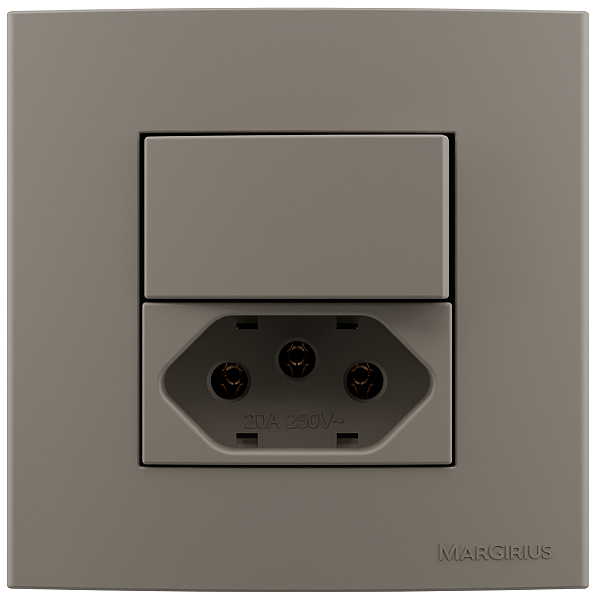 Interruptor Paralelo + Tomada 10a Móveis Sleek Argila Margirius