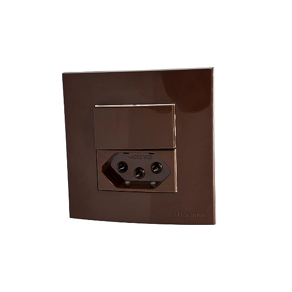 Conj. Interruptor Simples + Tomada 10a Sleek Marrom Móveis Margirius