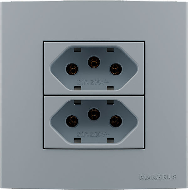 Conj. Tomada Dupla 10a Sleek Cinza Móveis Margirius