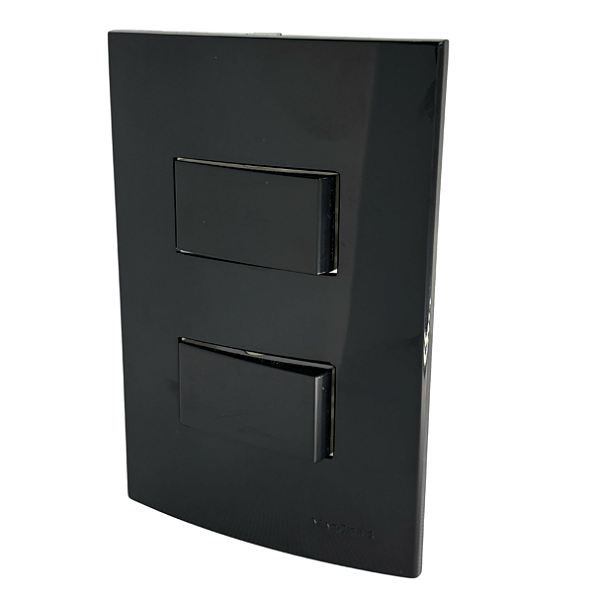 Conjunto Interruptor Duplo Paralelo Sleek Ebony Preto Margirius