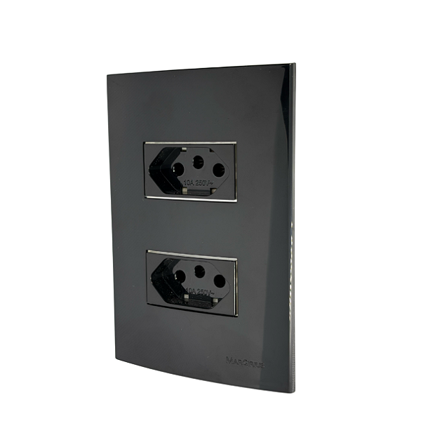 Conjunto Tomada Dupla 20A Sleek Ebony Preto Margirius