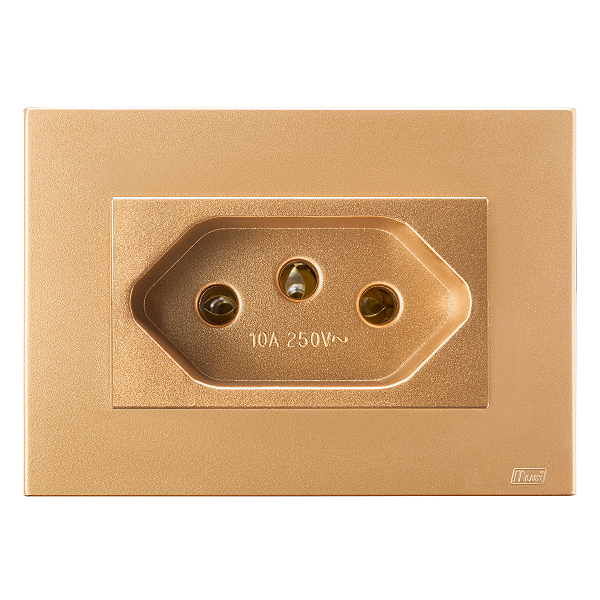 Conj. Tomada 10A Mobili Recta Ouro Nobre Fosco Blux