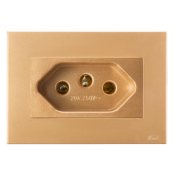 Conj. Tomada 20A Mobili Recta Ouro Nobre Fosco Blux