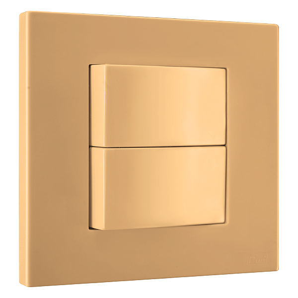 Conj. Interruptor Duplo Simples Mobili Recta Ouro Nobre Fosco Blux