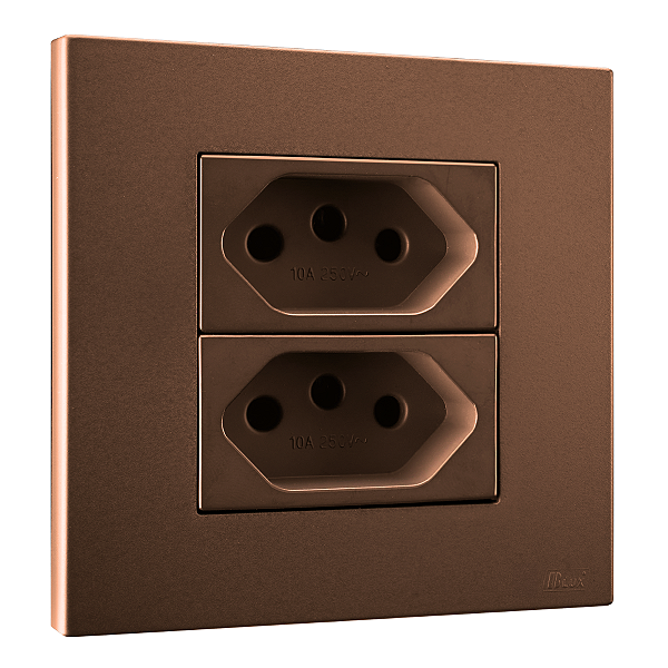 Conj. Tomada Dupla 20A Mobili Recta Corten Fosco Blux