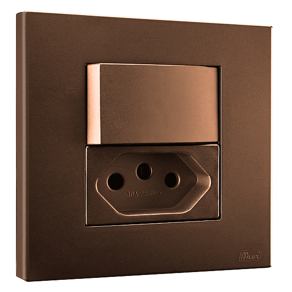 Conj. Interruptor Paralelo + Tomada 10A Mobili Recta Corten Fosco Blux