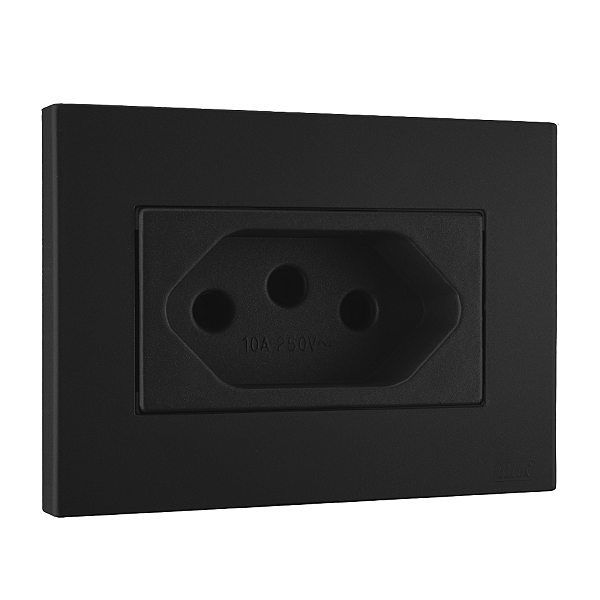 Conj. Tomada 10A Mobili Recta Preto Fosco Blux