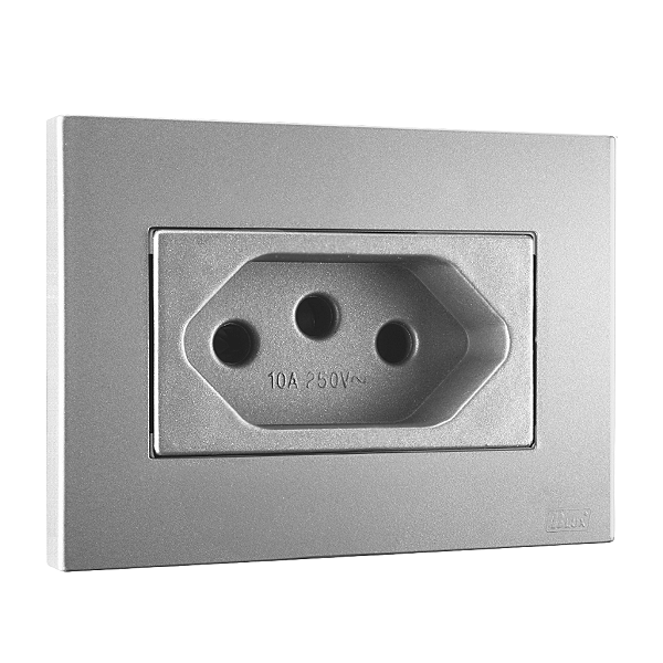 Conj. Tomada 20A Mobili Recta Prata Fosco Blux