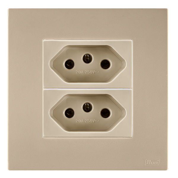 Conj. Tomada Dupla 10A Mobili Recta Areia Fosco Blux