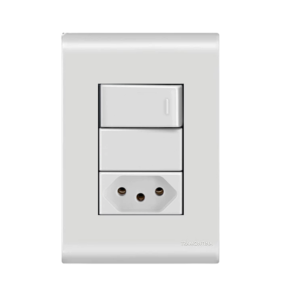 Conjunto Interruptor Simples + Tomada 20A Liz Branco Tramontina