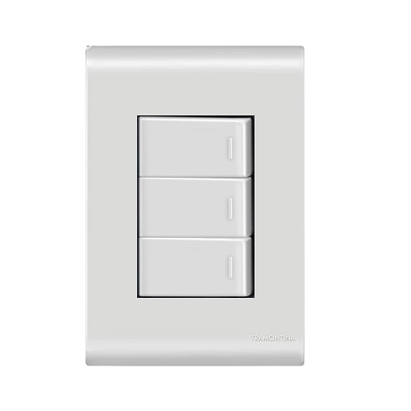 Conjunto Interruptor Triplo Simples Liz Branco Tramontina