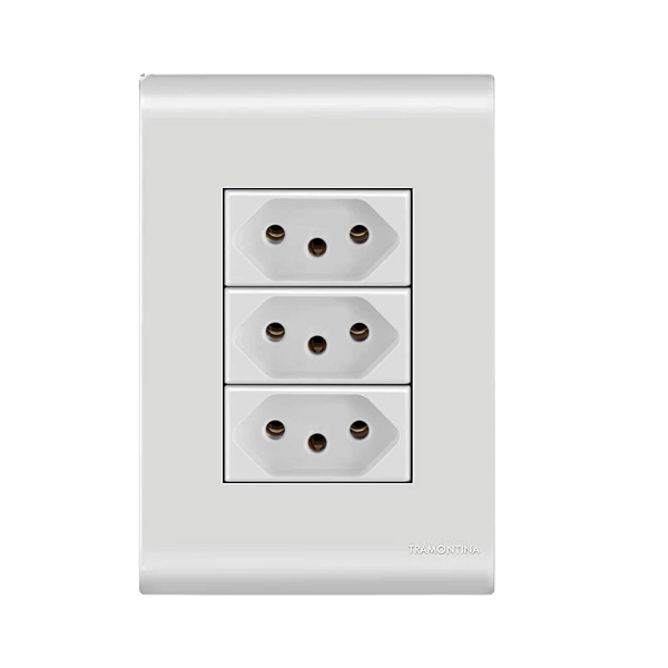 Conjunto Tomada Tripla 20A Liz Branco Tramontina