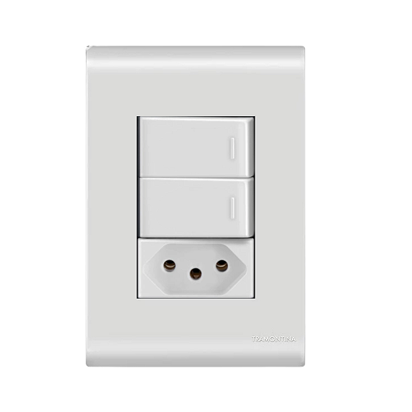 Conjunto Interruptor Duplo Paralelo + Tomada 20A Liz Branco Tramontina
