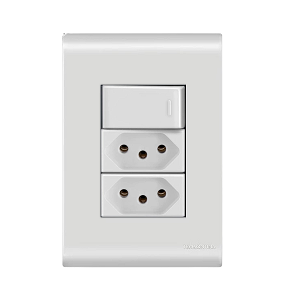 Conjunto Tomada Dupla 20A + Interruptor Paralelo Liz Branco Tramontina
