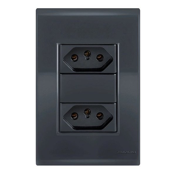 Conjunto Tomada Dupla 20A Liz Grafite Tramontina