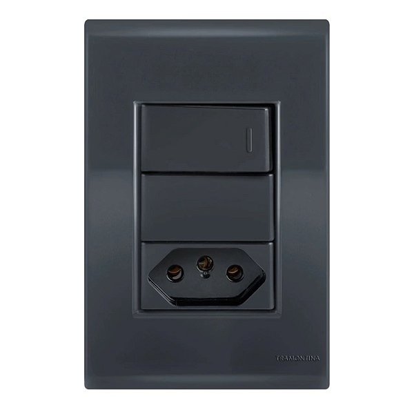 Conjunto Interruptor Paralelo + Tomada 20A Liz Grafite Tramontina
