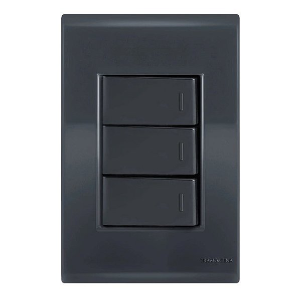 Conjunto Interruptor Triplo Paralelo Liz Grafite Tramontina