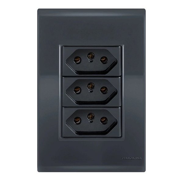 Conjunto Tomada Tripla 20A Liz Grafite Tramontina