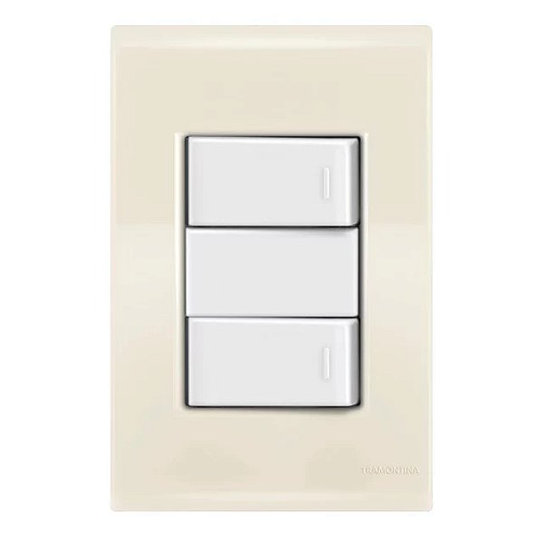 Conjunto Interruptor Duplo Simples Liz Bege Tramontina