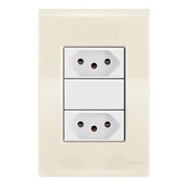 Conjunto Tomada Dupla 20A Liz Bege Tramontina