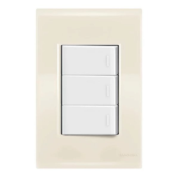 Conjunto Interruptor Triplo Paralelo Liz Bege Tramontina