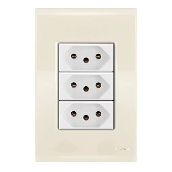 Conjunto Tomada Tripla 20A Liz Bege Tramontina