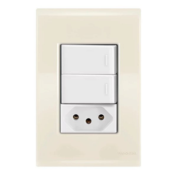 Conjunto Interruptor Duplo Paralelo + Tomada 20A Liz Bege Tramontina