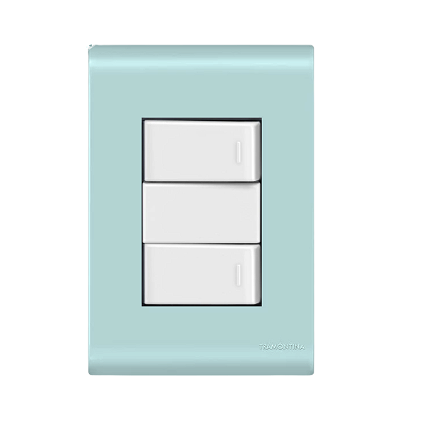 Conjunto Interruptor Duplo Simples Azul Jeans Tramontina