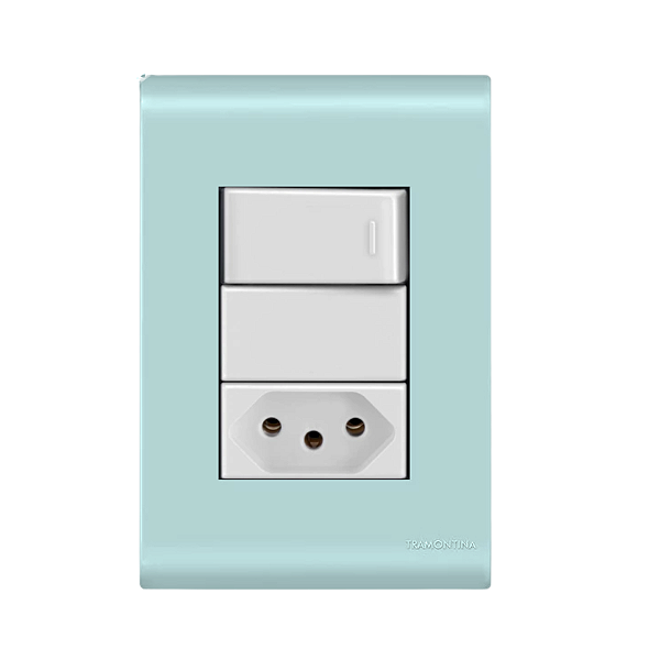 Conjunto Interruptor Simples + Tomada 20A Azul Jeans Tramontina