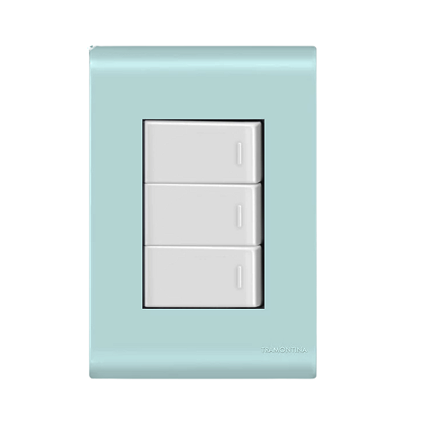 Conjunto Interruptor Triplo Simples Azul Jeans Tramontina