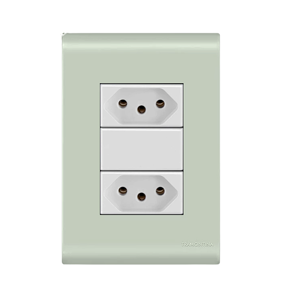 Conjunto Tomada Dupla 20A Liz Verde Ardósia Tramontina